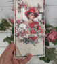 Handmade LuxuryRomanticCard. Vintage Lady, Burgund Roses & Butterflies. (M) - Image 5