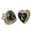 Sterling Silver Heart Studs with Peridot
