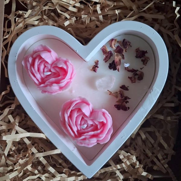 Heart Shaped Peony Fragranced Container Candle