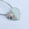 DAINTY ENAMELLED COPPER HEART NECKLACE WITH FLORAL DESIGN