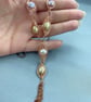 Cultured Pearl Copper Herringbone Y Lariat Necklace with Matching Earrings - Image 7