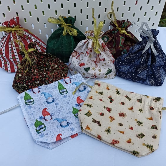 Small fabric Christmas gift bag