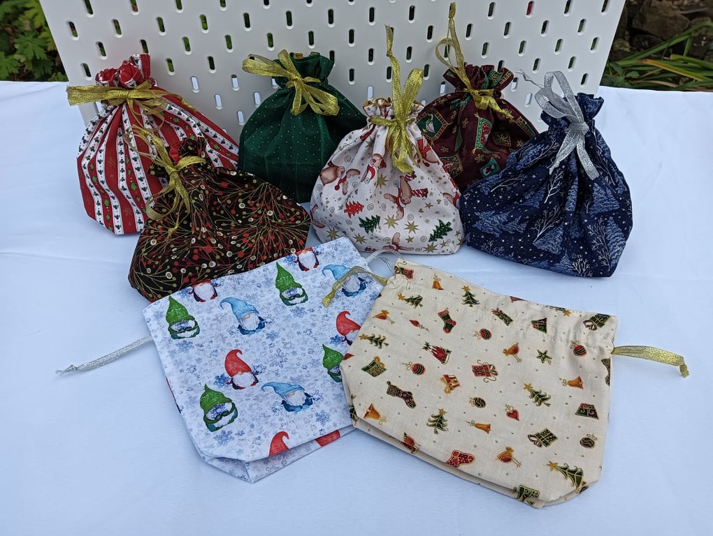 Small fabric Christmas gift bag