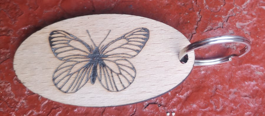 Homemade wooden Butterfly keyring 