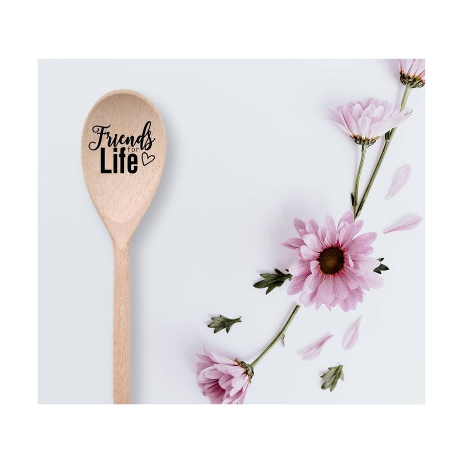 Friends For Life Wooden Pyrography Baking Spoon