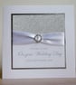 Personalised Handmade Wedding Card with Glimmer Panel and Diamante Buckle