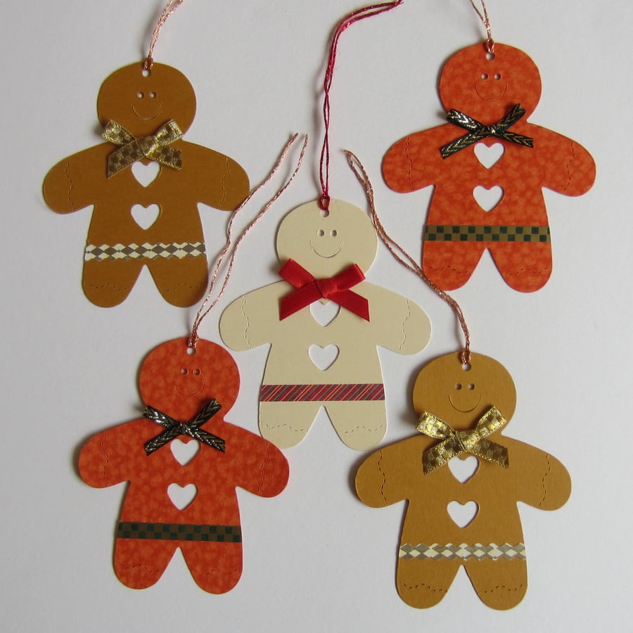 SALE 5 Christmas Gingerbread Men Gift Labels