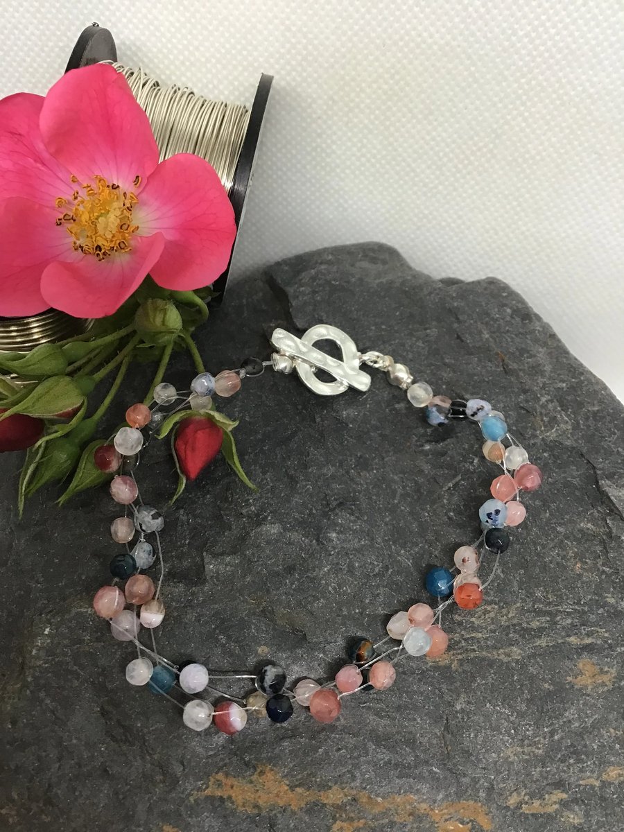 Multicloured Agate Floating Bracelet