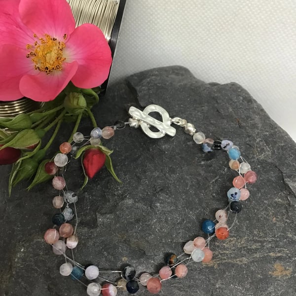 Multicloured Agate Floating Bracelet