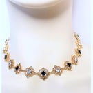 Sapphire Crystal Gold Choker, Regency Necklace