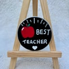 Best Teacher Hand-Painted Rock Fridge Magnet – Apple Design