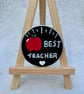 Best Teacher Hand-Painted Rock Fridge Magnet – Apple Design