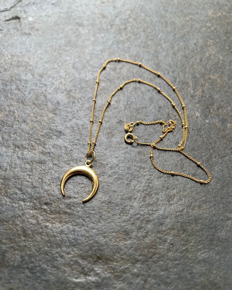 Gold Vermeil Crescent Moon Necklace