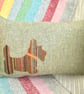 Tweed Appliqué Dog Scatter Cushion with Pad, Sage 46x30cm