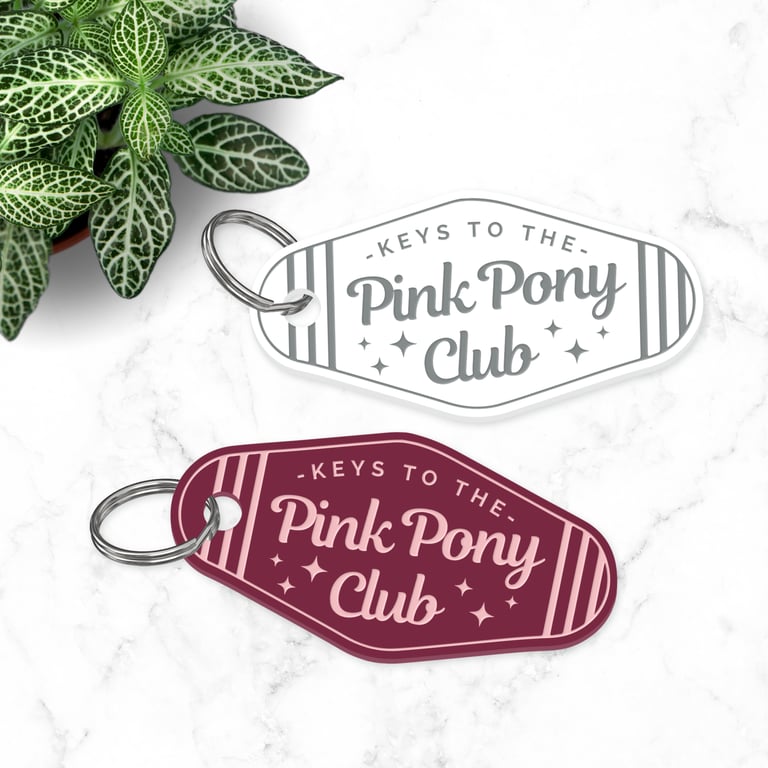 Keys To The Pink Pony Club Motel Style Keyring: Retro Keychain, Chappell Roan