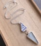 Seaglass and pottery triangle pendant, Blue and white pastel necklace - Image 7