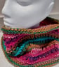 Handknit Vegan Chunky Circular Cowl Bright Multi - Image 1