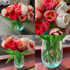 10 Red and Pink Paper Tulips in a vase
