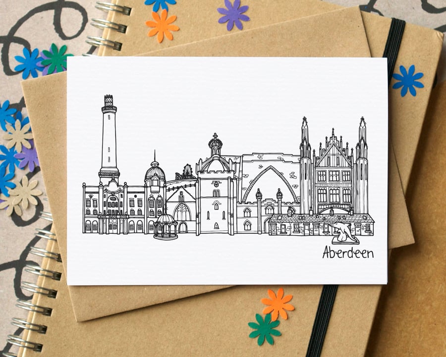 Aberdeen Skyline Greetings Card