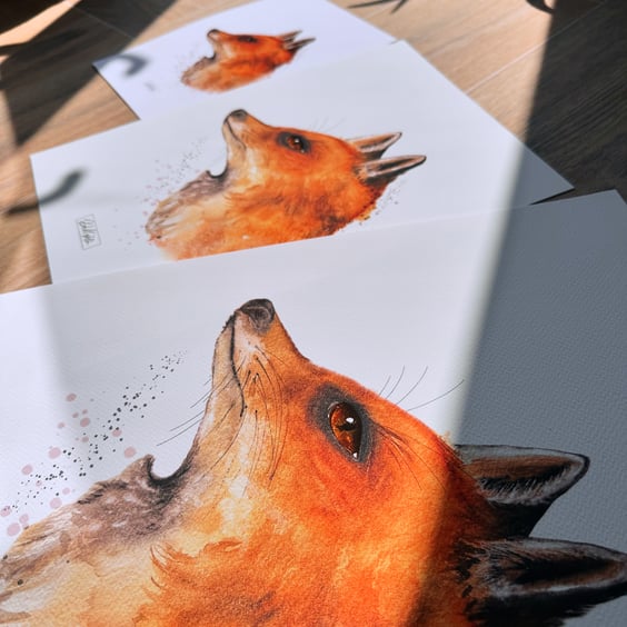 Hand Finished Watercolour Signed Art Print - Flossie Fox