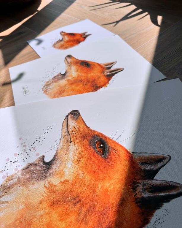 Hand Finished Watercolour Signed Art Print - Flossie Fox