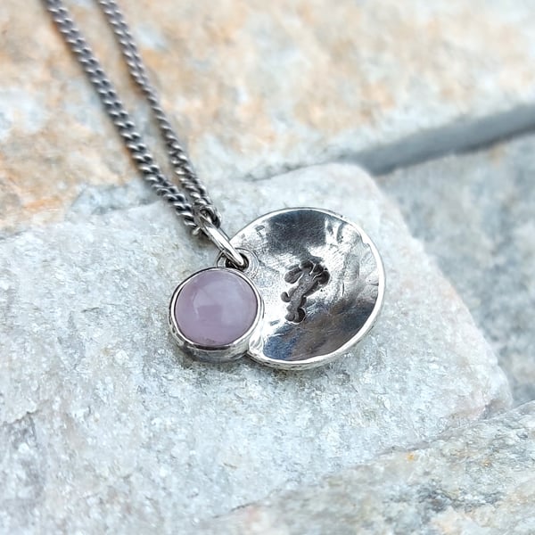 Kirkcudbrightshire Amethyst Personalised Handmade Scottish Domed Disc Necklace