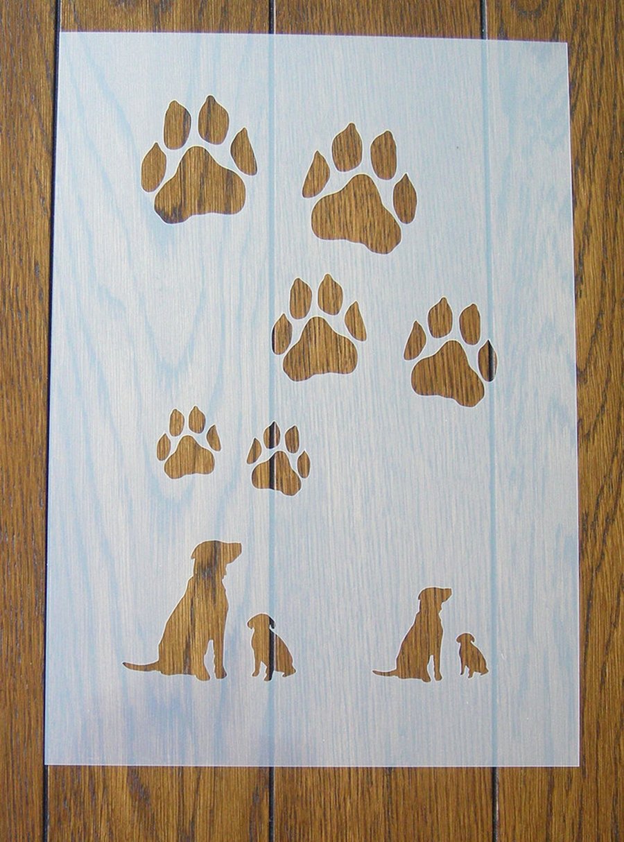 Dogs Paws Print Stencil Mask Reusable Sheet for Arts & Crafts