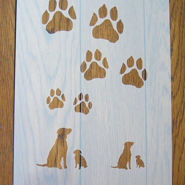 Dogs Paws Print Stencil Mask Reusable Sheet for Arts & Crafts