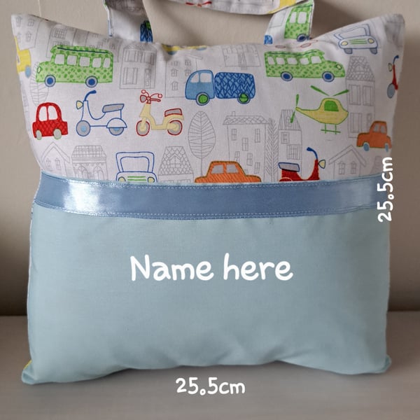 Blue, Childrens Book Pillow Cover, Nap Time Blanket storage,  Snuggle Cushion. 