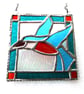 Sold 261016 t Kingfisher Framed Stained Glass Suncatcher Tile  - Image 5