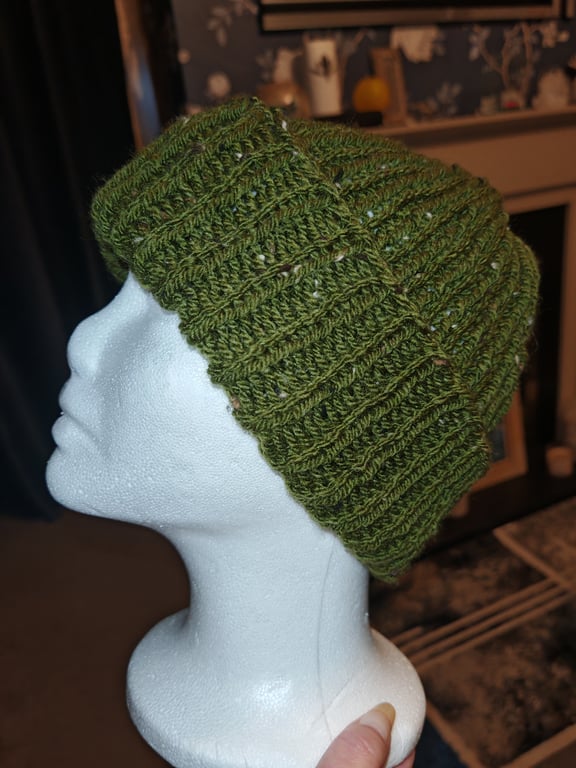 Stylish Handmade knit ribbed beanie hat 