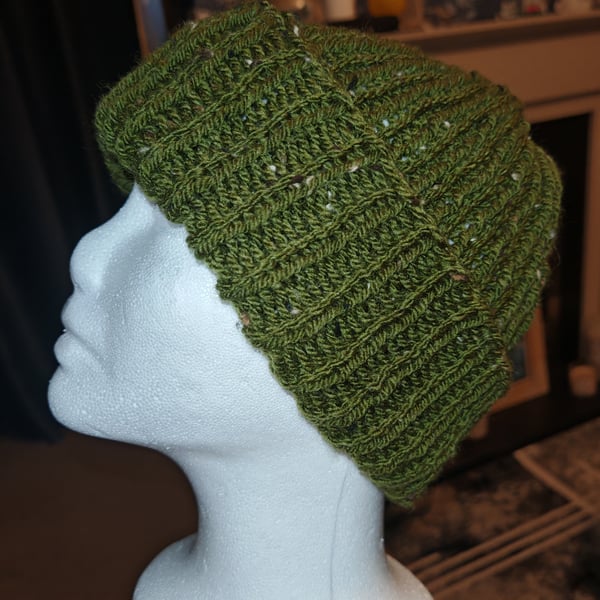 Stylish Handmade knit ribbed beanie hat 