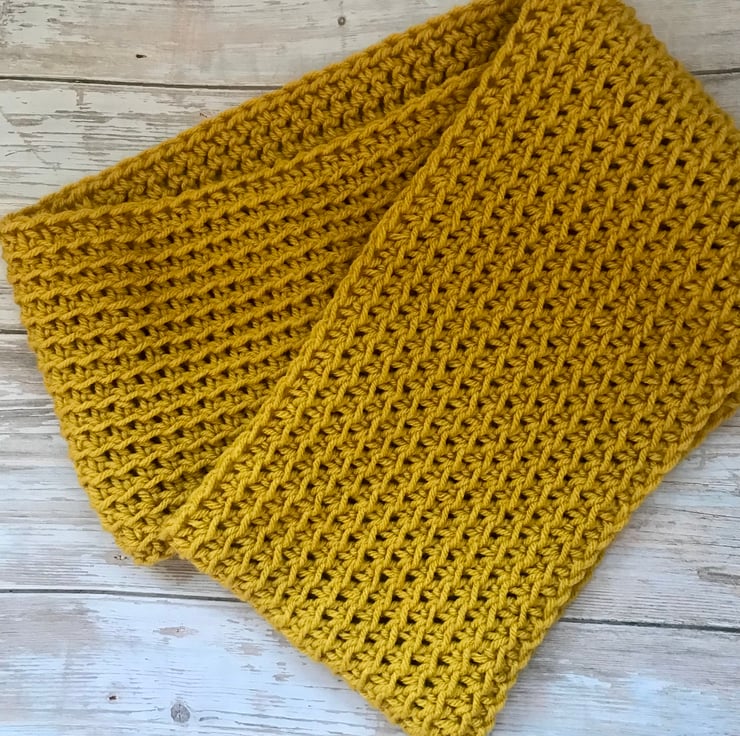 Super Cosy Chunky Yellow Cowl Infinity Scarf - Folksy
