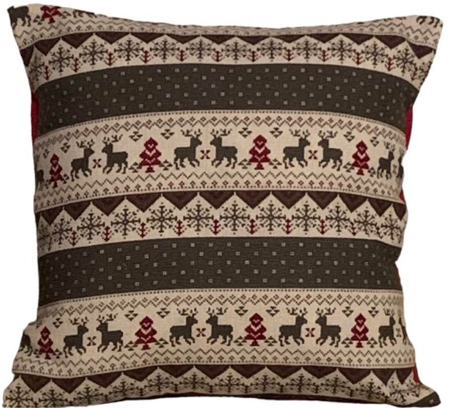 Traditional Christmas Nordic Cushion Cover 12”x12” Last One