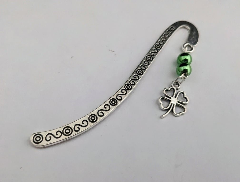 Tibetan silver bookmark with shamrock charm