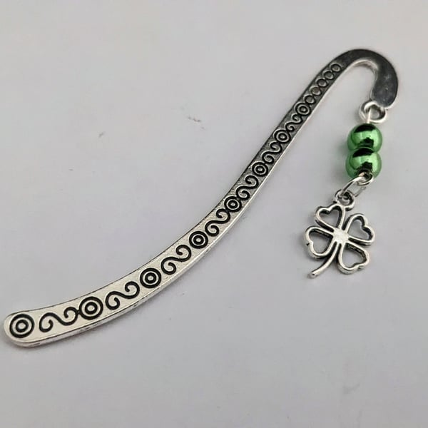 Tibetan silver bookmark with shamrock charm