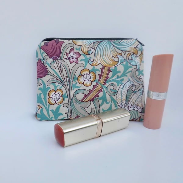 Coin purse in Golden Lily fabric small make up bag