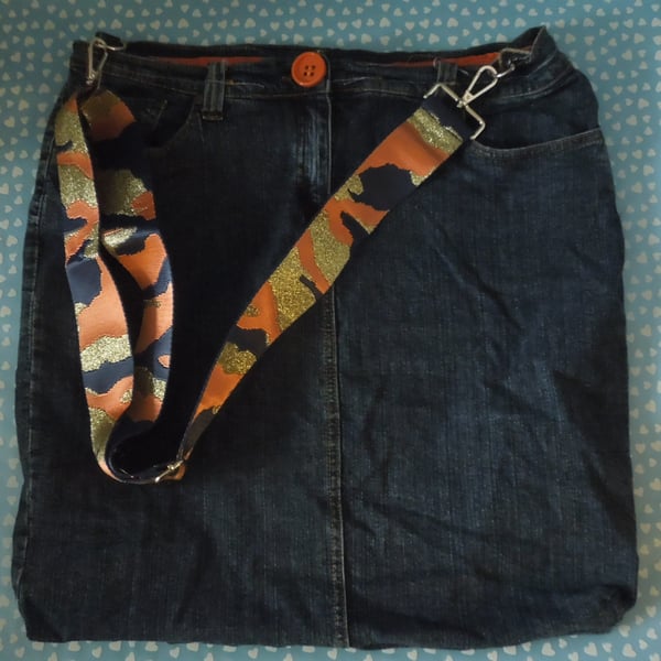 Demin 'Skirt' bag with orange strap