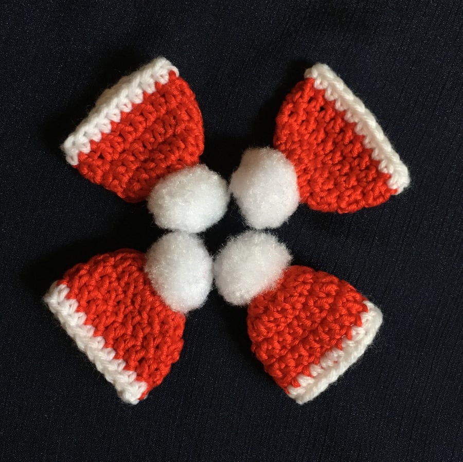 Crochet Christmas Tree Decorations Red Beanies Woolly Hats