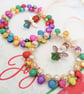 Set of 2 Multi Coloured Jingle Bell & Bead Christmas Tree Decoration With Charm - Image 1