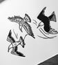 Three Seagulls - lino print picture - Image 4