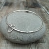 Sterling Silver Hammered Bangle with Open Heart Charms