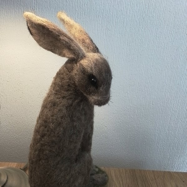 Needle felted brown hare soft sculpture