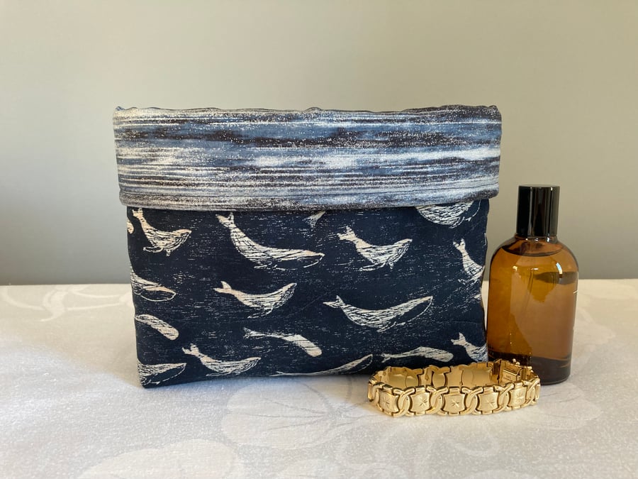 Ocean Whales Quilted Storage Pouch