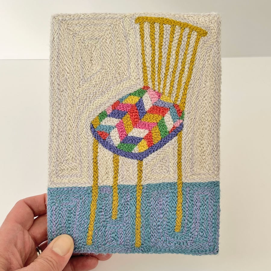 Patchwork Chair, Original Punch Needle Art, Original Textile Art
