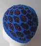 Handspun Knitted Hat, Cap, Beanie or Toque, Royal Blue, Black Merino Wool, Silk - Image 3