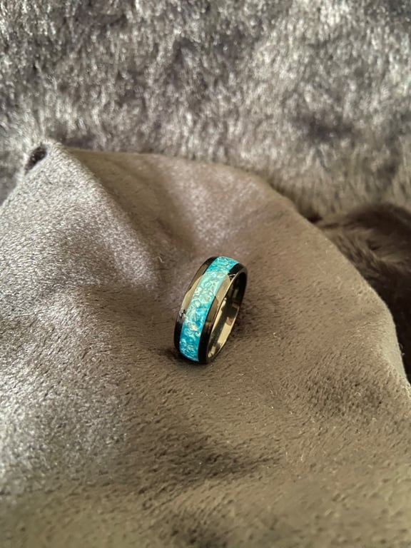Resin ring handmade lagoon blue 