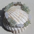 Green Prehnite & Crackled Clear Quartz Gemstone Beaded Bracelet "Apple Dew"