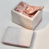 Blush pink salt box with spoon