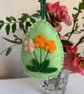 Easter decoration. Orange and peach flowers. Wool felt. Handmade. - Image 1